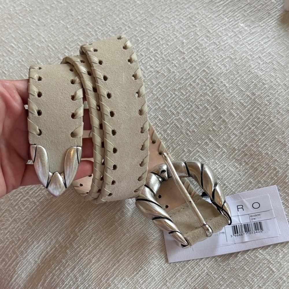 NWT IRO Beige Tan Suede Belt with Silver Accents - Picture 6 of 6